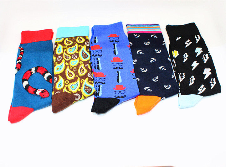 Harajuku Happy Men socks Funny Mens Sloth Sock Women animal fox chili Moustache sloths Novelty Sock combed cotton funny Socks