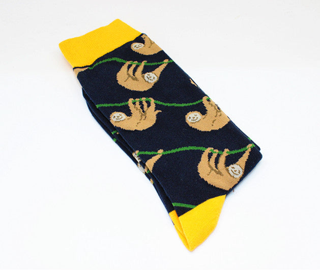 Harajuku Happy Men socks Funny Mens Sloth Sock Women animal fox chili Moustache sloths Novelty Sock combed cotton funny Socks