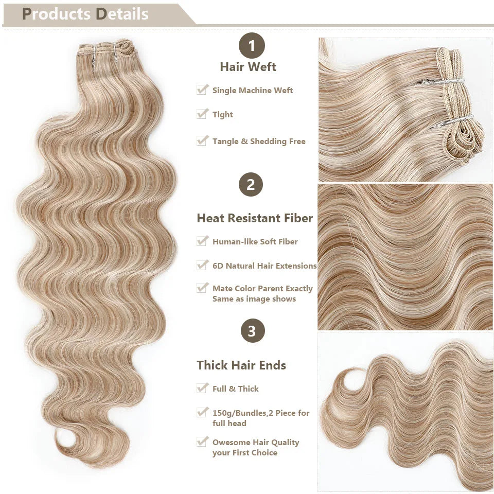 30Inches 200grams Orange Light Brown 12# M888# Body Wave Hair Weave Bundles Blond 27/613 White High Temperature Synthetic Hair