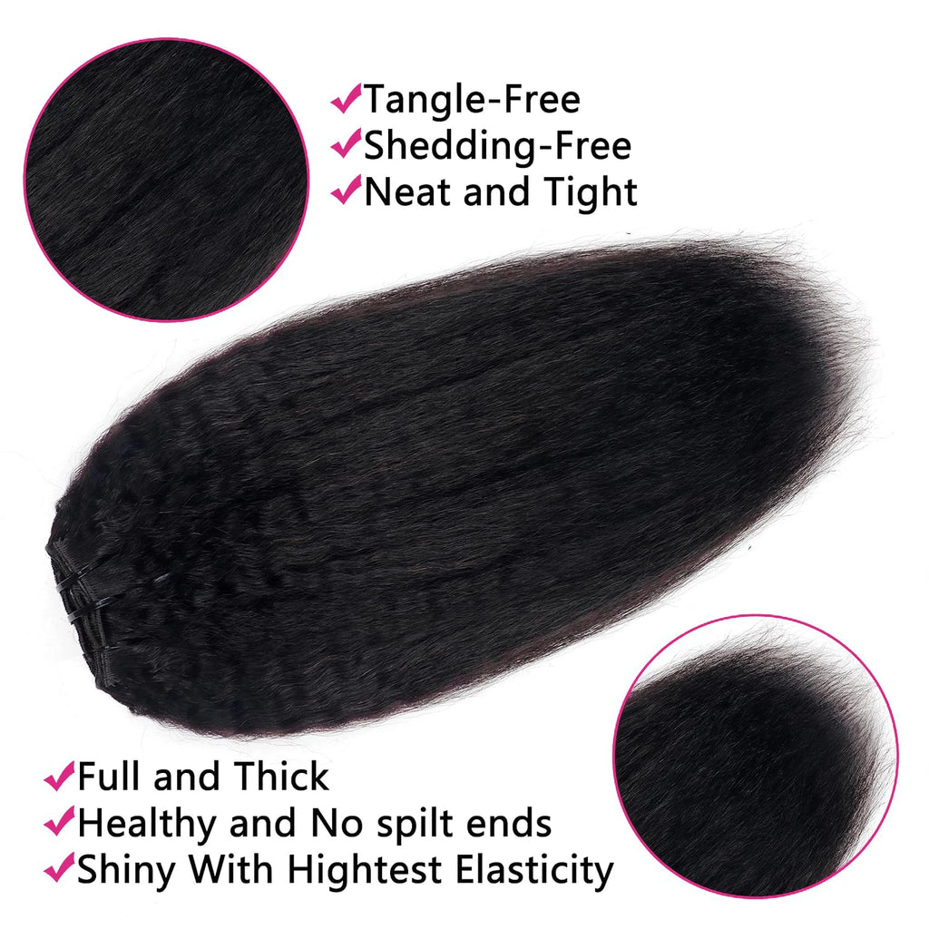 Seamless Kinky Straight Clip In Hair Extensions Brazilian Virgin Human Hair Extensions 8Pcs Clip Ins Human Hair With 18 Clips