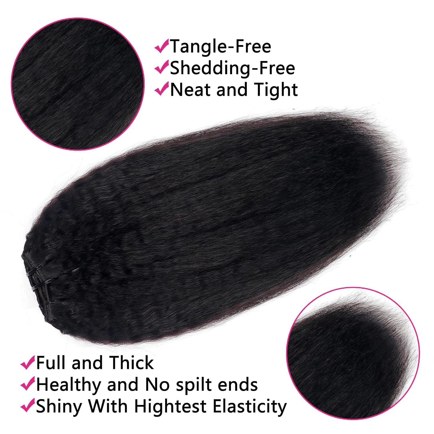 Seamless Kinky Straight Clip In Hair Extensions Brazilian Virgin Human Hair Extensions 8Pcs Clip Ins Human Hair With 18 Clips