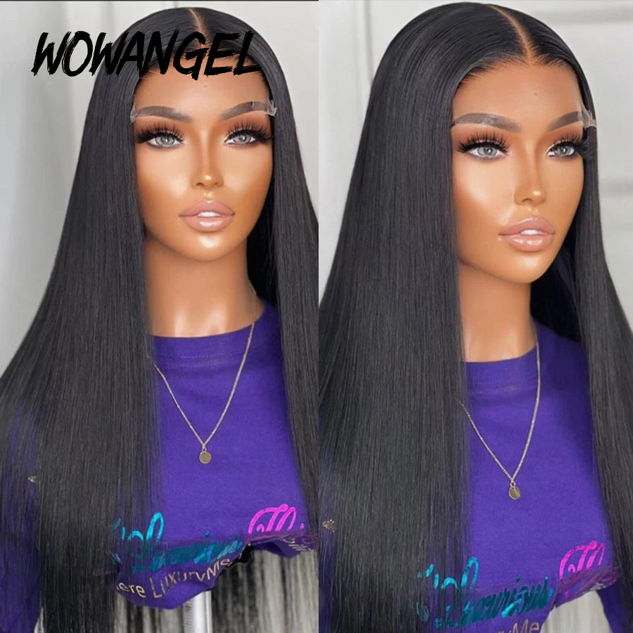 Wow Angel Glueless Wigs 7x7/6x6/5x5 HD Lace Closure Wigs Silk Straight Melt Skins Deep Part Ready to Go Human Hair Wig For Woman