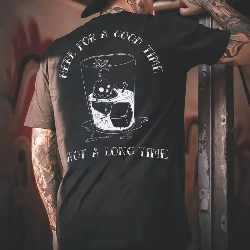 Gothic Punk Style Skull Graphic Men Tshirts Street Rock Hip-Hop Streetwear Grunge Heavy Metal Rock Top Oversized Tee Ropa Hombre