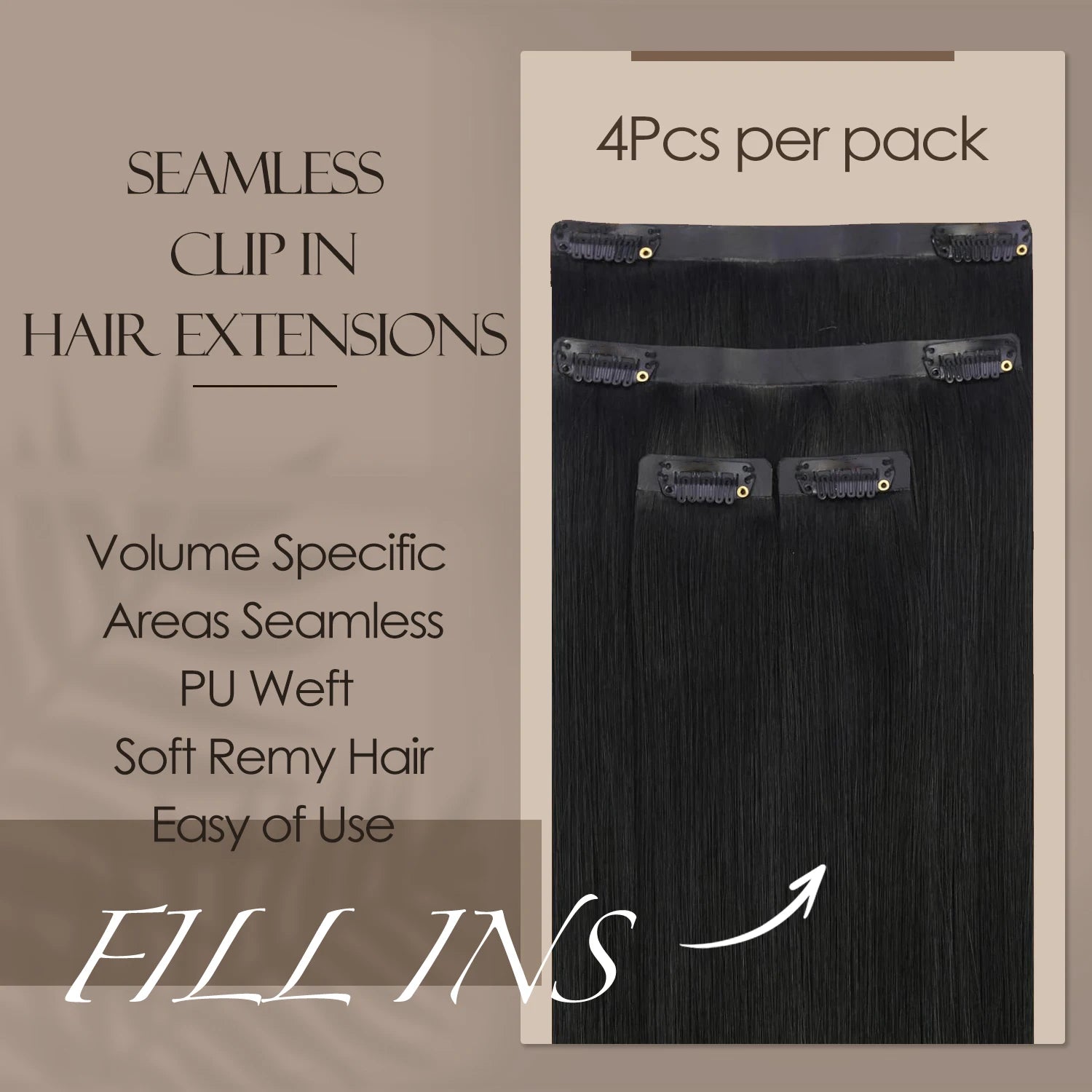 Ve Sunny Hair Seamless Clip in Hair Extensions Human Hair Thinning Hair Extensions Fill Ins Remy Hair Add Thickness 4PCS 85G