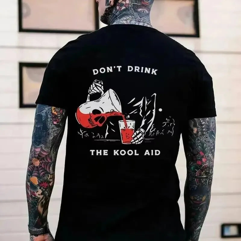 Gothic Punk Style Skull Graphic Men Tshirts Street Rock Hip-Hop Streetwear Grunge Heavy Metal Rock Top Oversized Tee Ropa Hombre