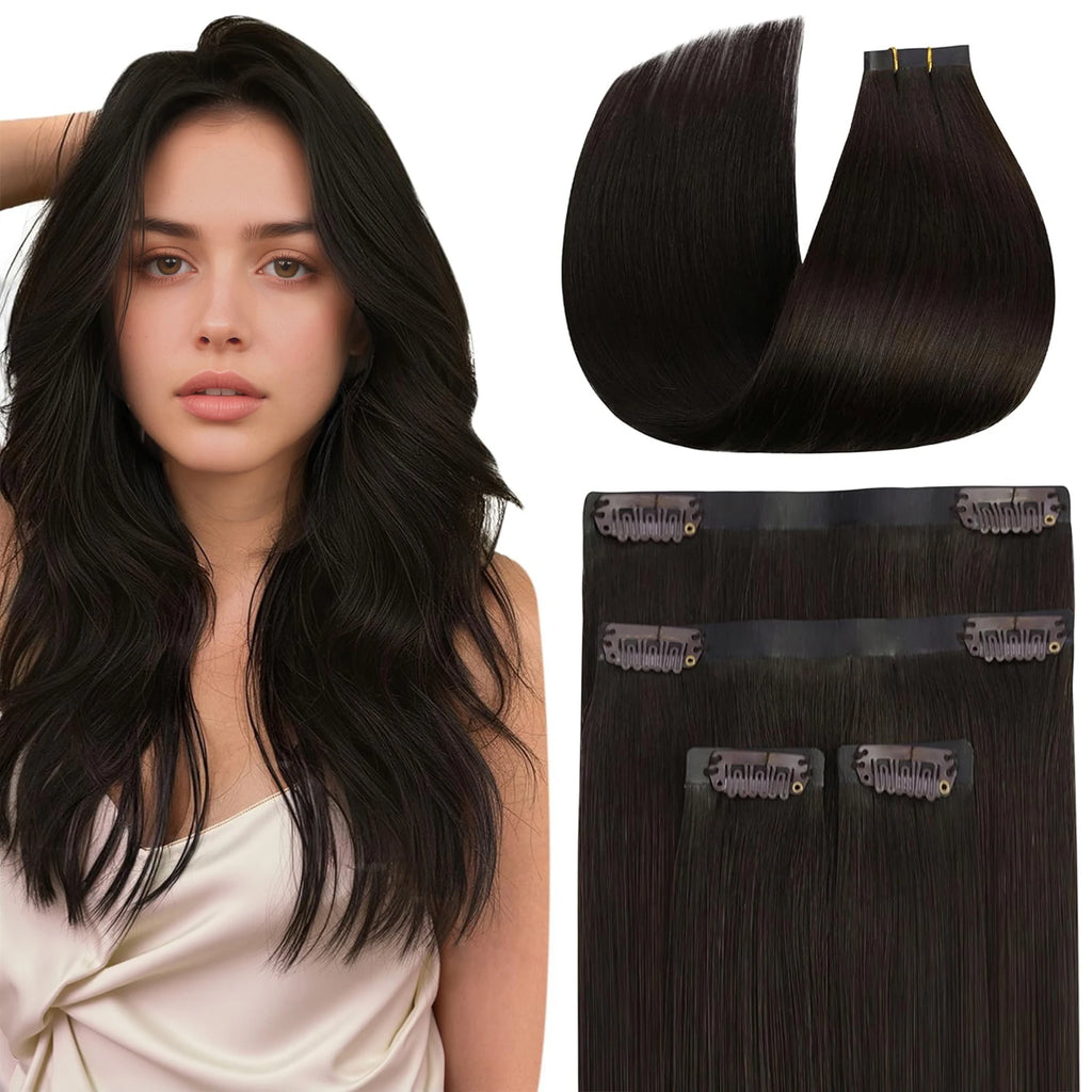 Ve Sunny Hair Seamless Clip in Hair Extensions Human Hair Thinning Hair Extensions Fill Ins Remy Hair Add Thickness 4PCS 85G