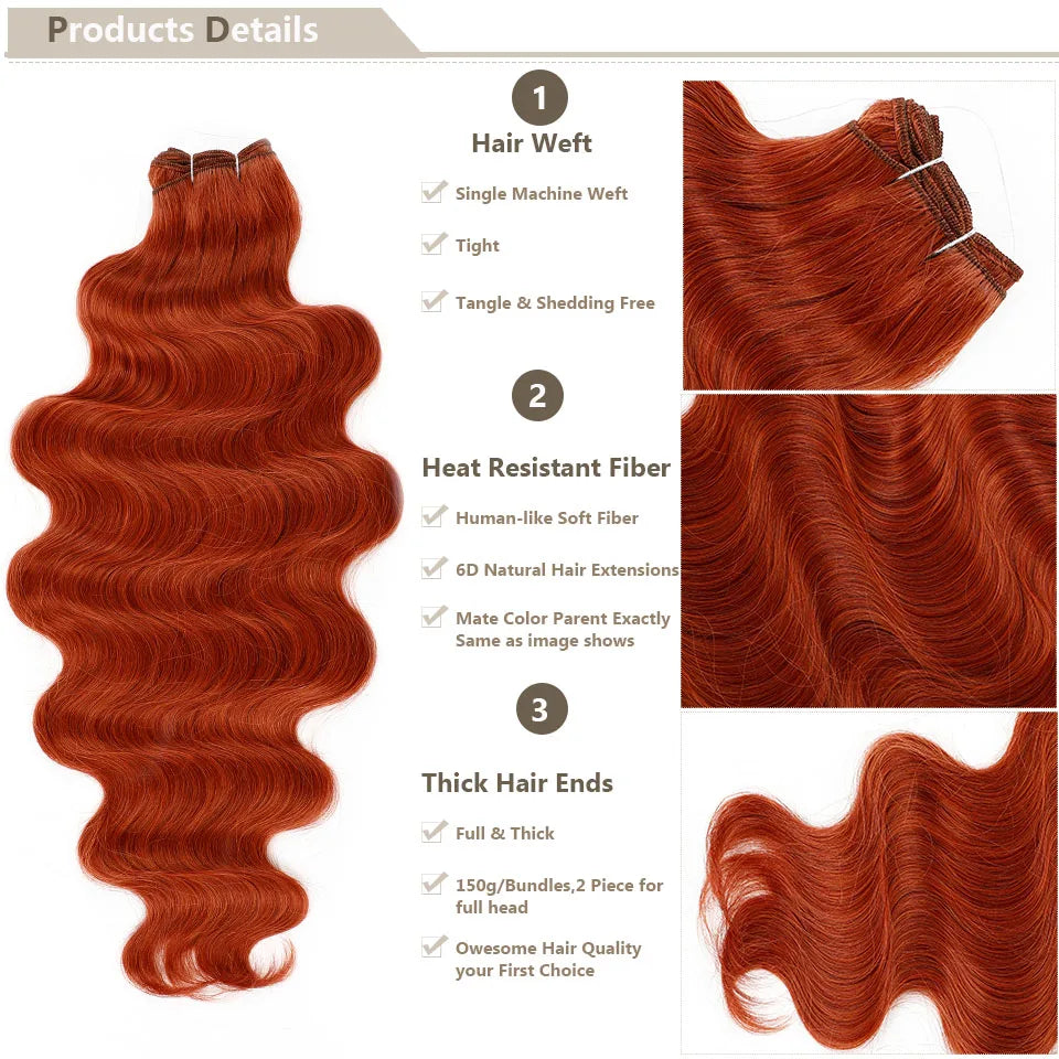 30Inches 200grams Orange Light Brown 12# M888# Body Wave Hair Weave Bundles Blond 27/613 White High Temperature Synthetic Hair