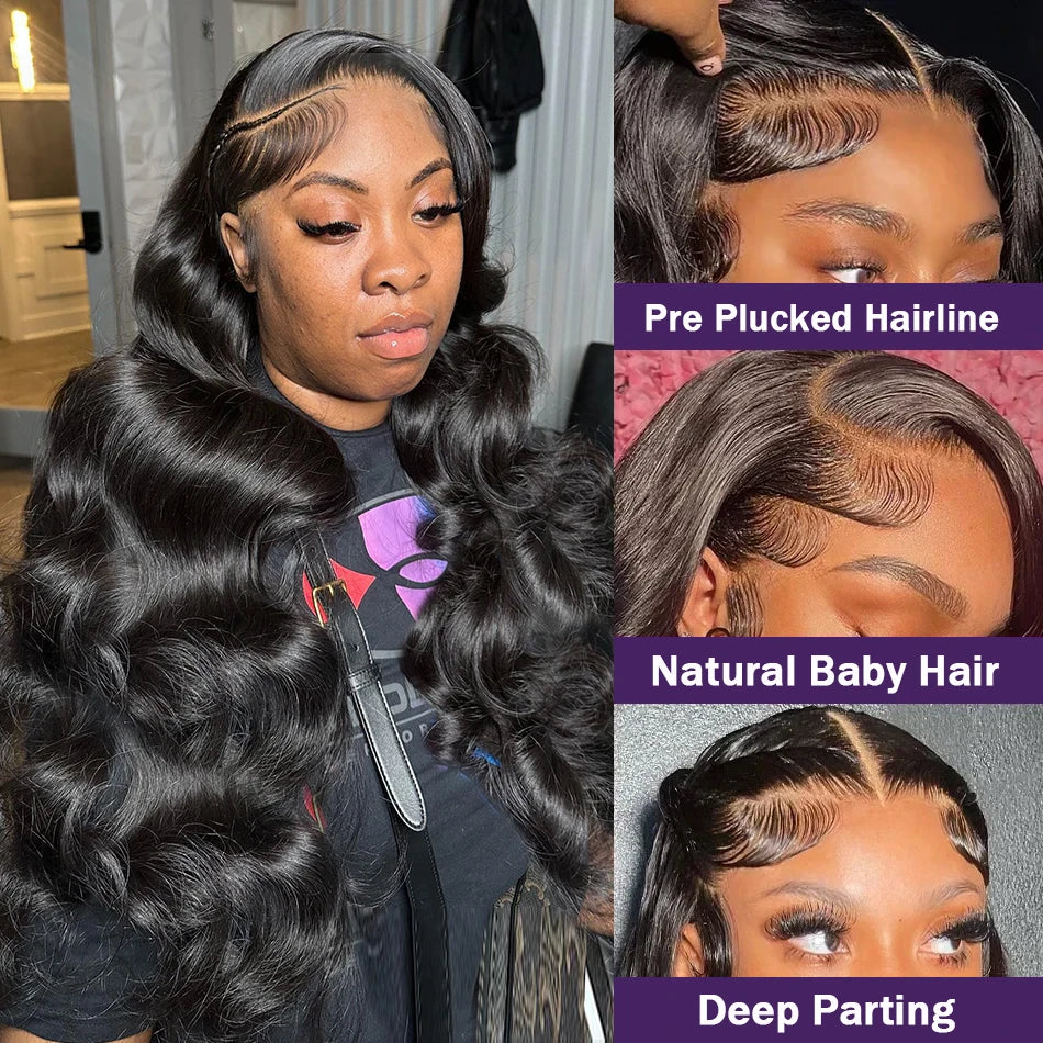 Wigirl High 200 Density 30 40 Inch 13x6 HD Transparent Body Wave Lace Front Human Hair Wigs Brazilian Wavy 13x4 Lace Frontal Wig