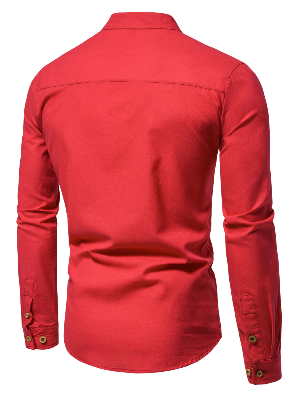 Spring and autumn men's pure cotton solid color shirts, elegant long-sleeved stand-up collar shirts, slim-fit men's shirts