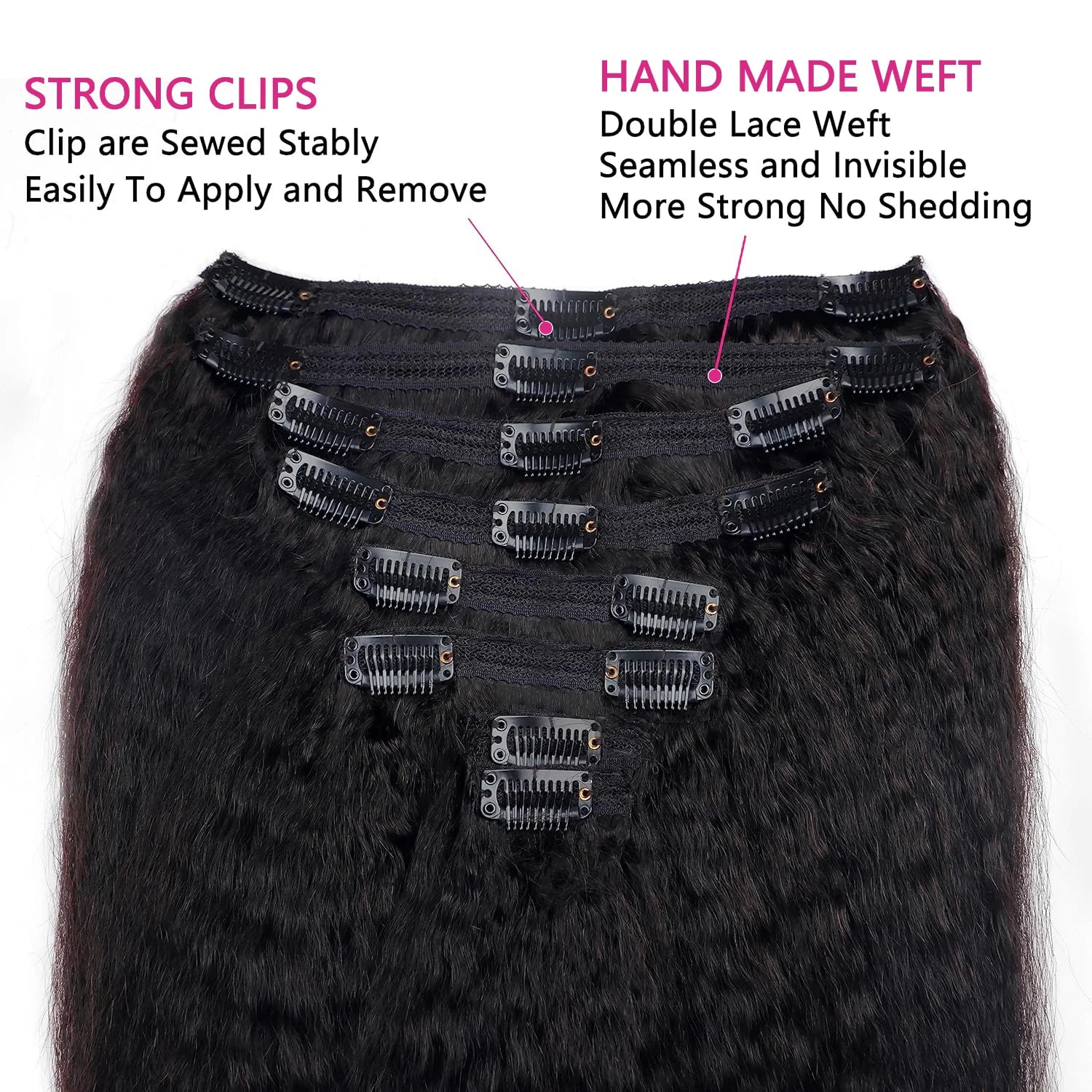 Seamless Kinky Straight Clip In Hair Extensions Brazilian Virgin Human Hair Extensions 8Pcs Clip Ins Human Hair With 18 Clips