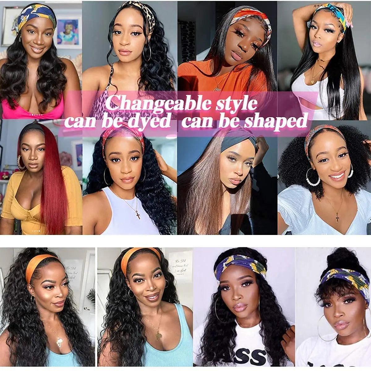 Kinky Curly Headband Wig Human Hair Glueless No Lace Front Wig for Black Women Glueless Machine Made Headband Human Hair Wigs