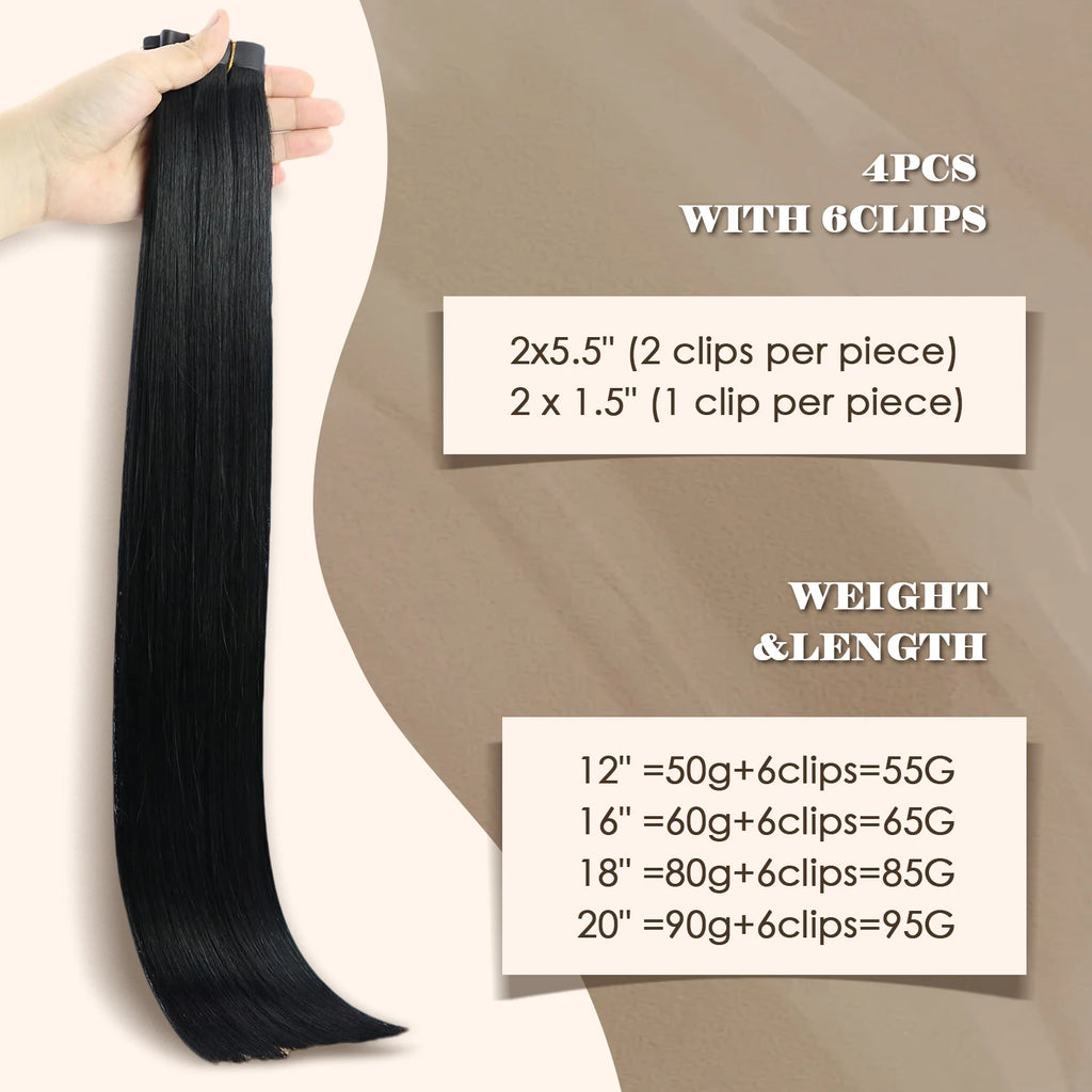 Ve Sunny Hair Seamless Clip in Hair Extensions Human Hair Thinning Hair Extensions Fill Ins Remy Hair Add Thickness 4PCS 85G
