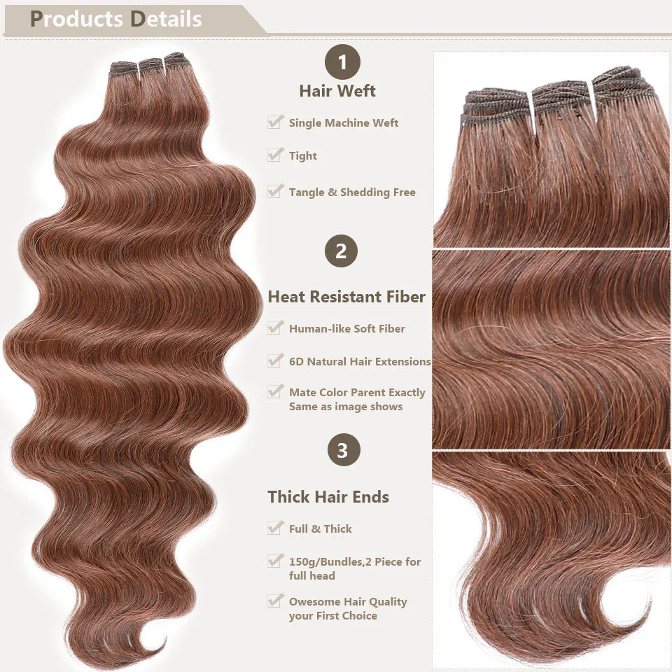 30Inches 200grams Orange Light Brown 12# M888# Body Wave Hair Weave Bundles Blond 27/613 White High Temperature Synthetic Hair