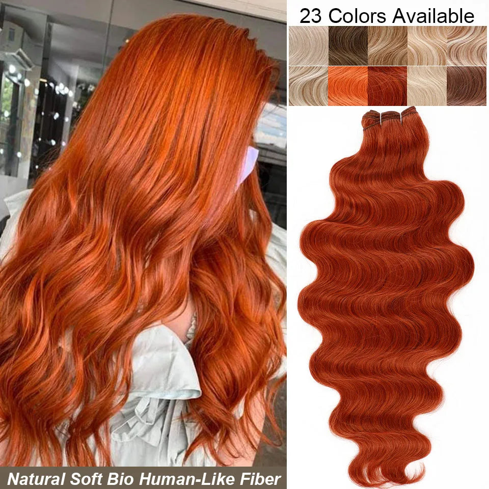 30Inches 200grams Orange Light Brown 12# M888# Body Wave Hair Weave Bundles Blond 27/613 White High Temperature Synthetic Hair