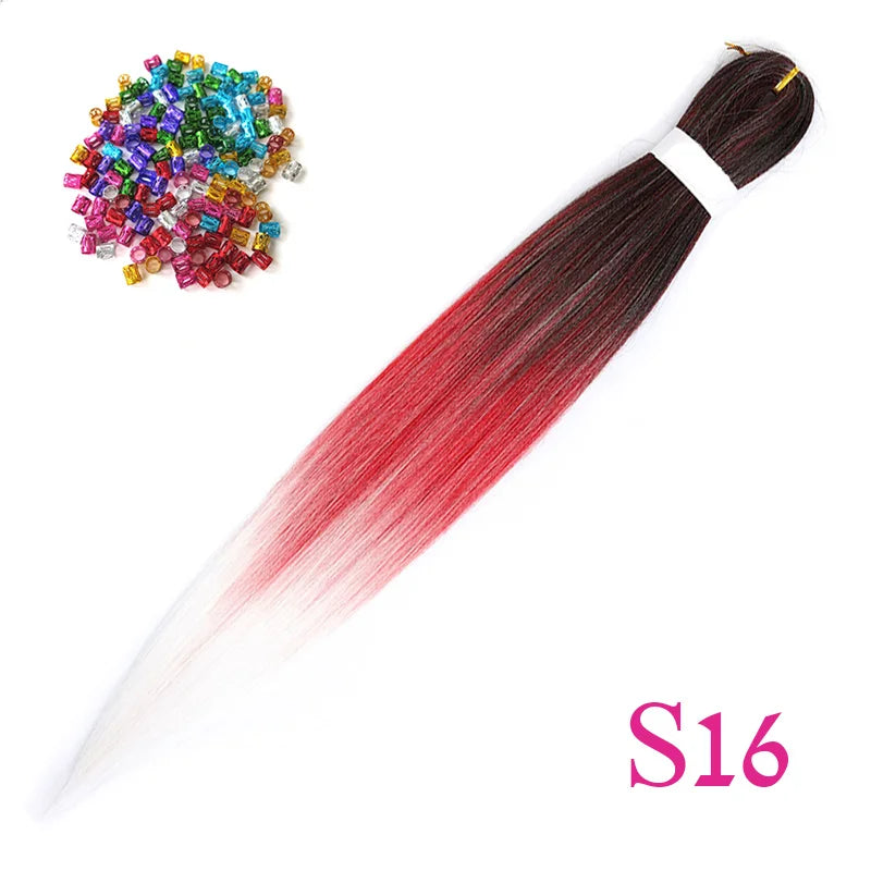 Easy Crochet Braids Ombre Hair Extensions Bundles Yaki Straight EZ Braiding Pre Stretched Synthetic Braid For African Women 6pcs