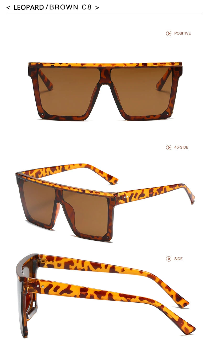 Oversized Square Sunglasses for Women Men Fashion Siamese Lens Style Flat Top Shield Shades