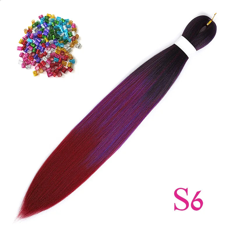 Easy Crochet Braids Ombre Hair Extensions Bundles Yaki Straight EZ Braiding Pre Stretched Synthetic Braid For African Women 6pcs