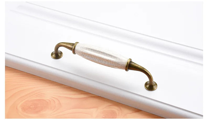 Cabinet Ceramic Black White Handle European Aluminum Wardrobe Door Handle Drawer Modern Minimalist Handle Furniture Hardware