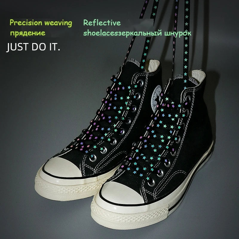 1Pair 3M Reflective Shoelaces AF1 Sneakers Shoe laces Vibrant Colorful reflective Shoelace Flat Luminous Laces Shoes Accessories