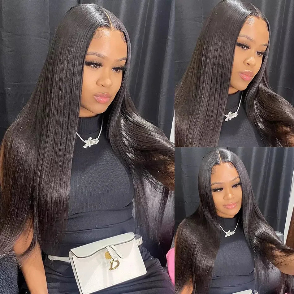 Tuneful 13x6 Lace Frontal Human Hair Wigs Straight 30 Inch Pre Plucked HD Lace Front Human Hair Wigs Glueless Wigs Ready To Wear