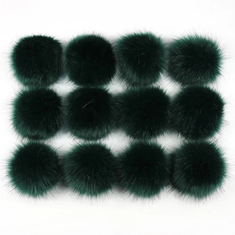 12/14 Pcs 8cm False Hairball Hat Ball Fur Pompom Fake Fox Hat Ball Pom Pom With Rubber Band Diy Clothing Hat Accessories