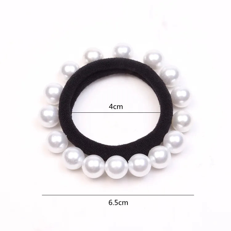 1PC Fashion Girl Elastic Hair Band Pearl Black Hair Rope Elegance Women Hair Accessories Rubber Band Ponytail Holder Tie Gum