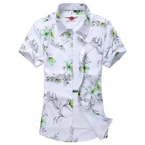 2026 Summer Mens Hawaiian Shirt, Printed Short Sleeve Asian Sizes Hawaii Rose Flower Beach Floral Patterns Shirts S-7XL