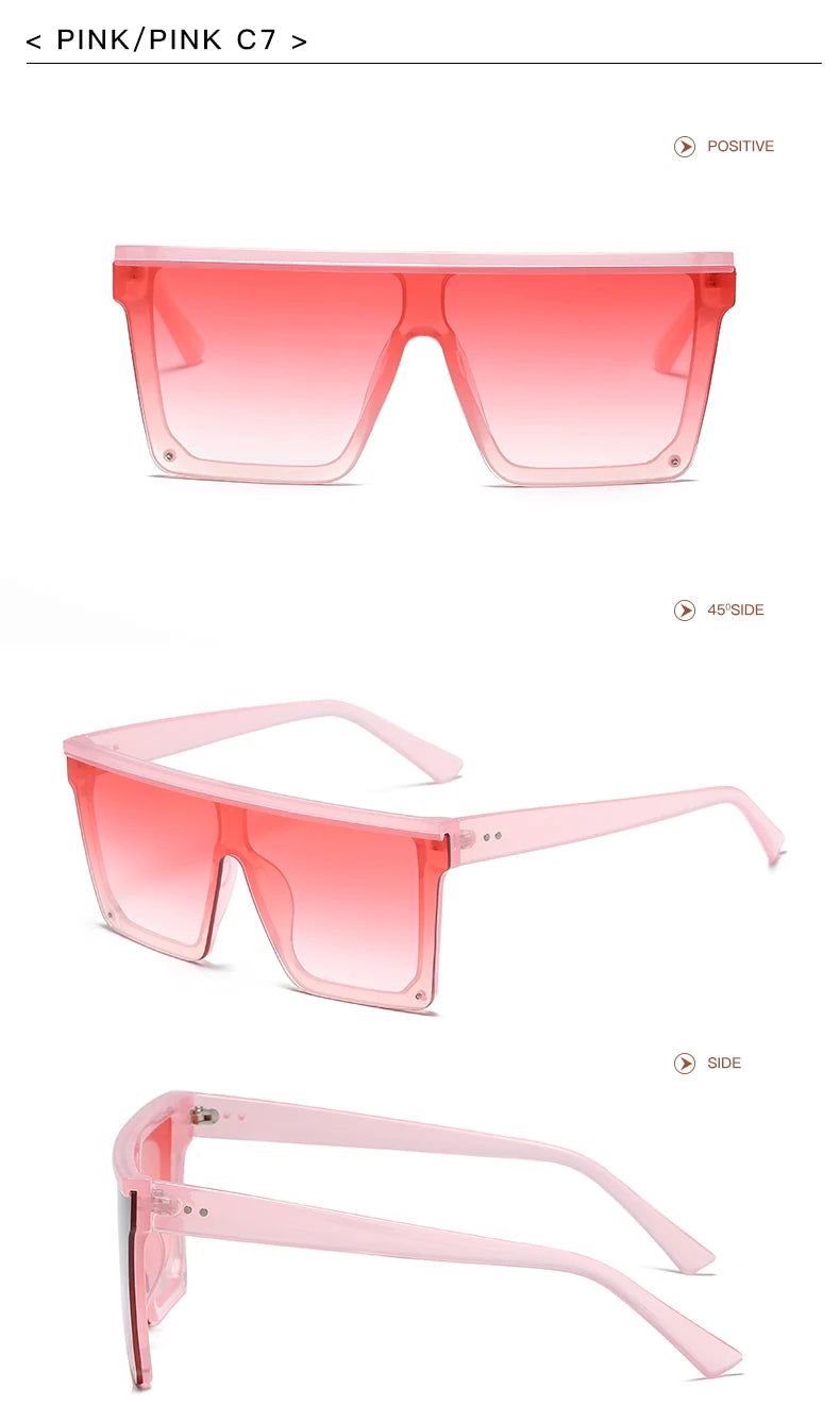 Oversized Square Sunglasses for Women Men Fashion Siamese Lens Style Flat Top Shield Shades
