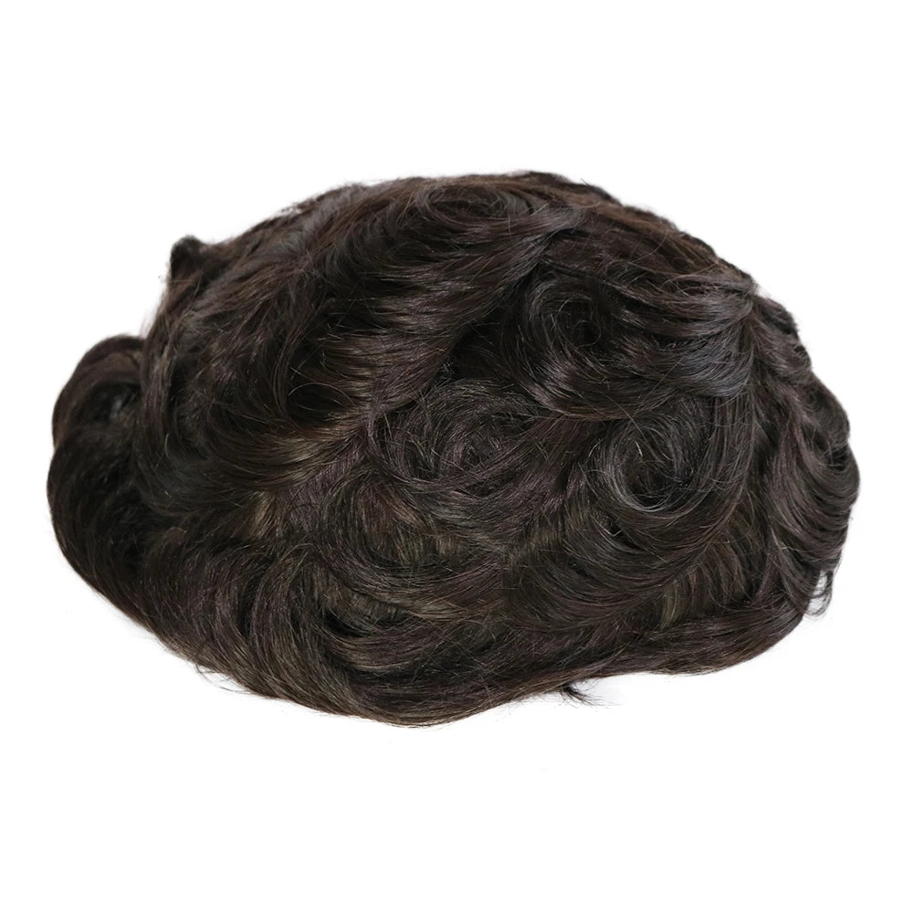 Natural Frontline Dark Brown#2 Black Blonde Super Durable Thin HD Skin PU 1B50 1B80 Grey Men's Toupee 100% Human Hair Wig System