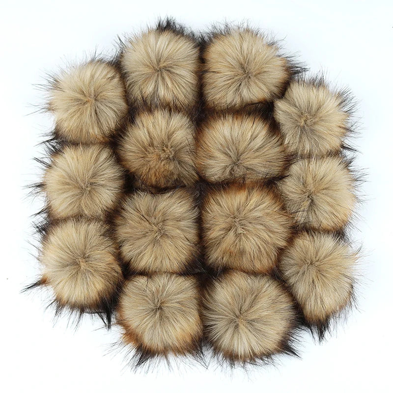 12/14 Pcs 8cm False Hairball Hat Ball Fur Pompom Fake Fox Hat Ball Pom Pom With Rubber Band Diy Clothing Hat Accessories