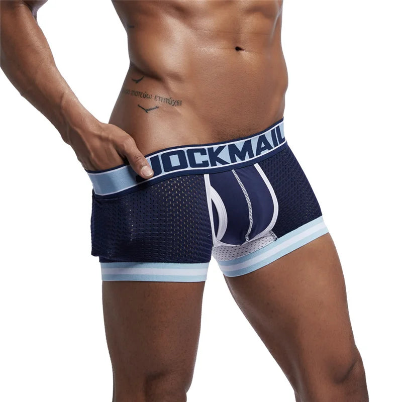 JOCKAMIL cotton mesh men's underwear fashion low-waist briefs shorts sports casual boxer trunks