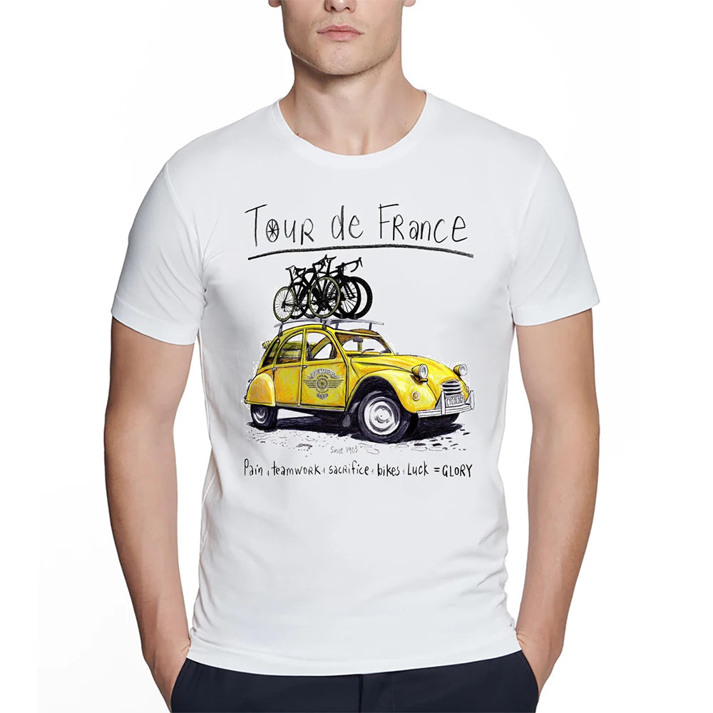 Fashion ROAD TRIP T SHIRT Riding Bicycle Cycling T-Shirt Outdoor Car Print tshirt Creative Road Bike White Hipster Man tshirt