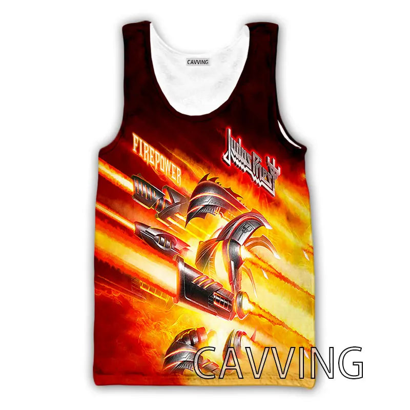CAVVING 3D Printed  Judas Priest  Rock  Band Tank Tops Harajuku  Vest  Summer Undershirt Shirts Streetwear for Men/women