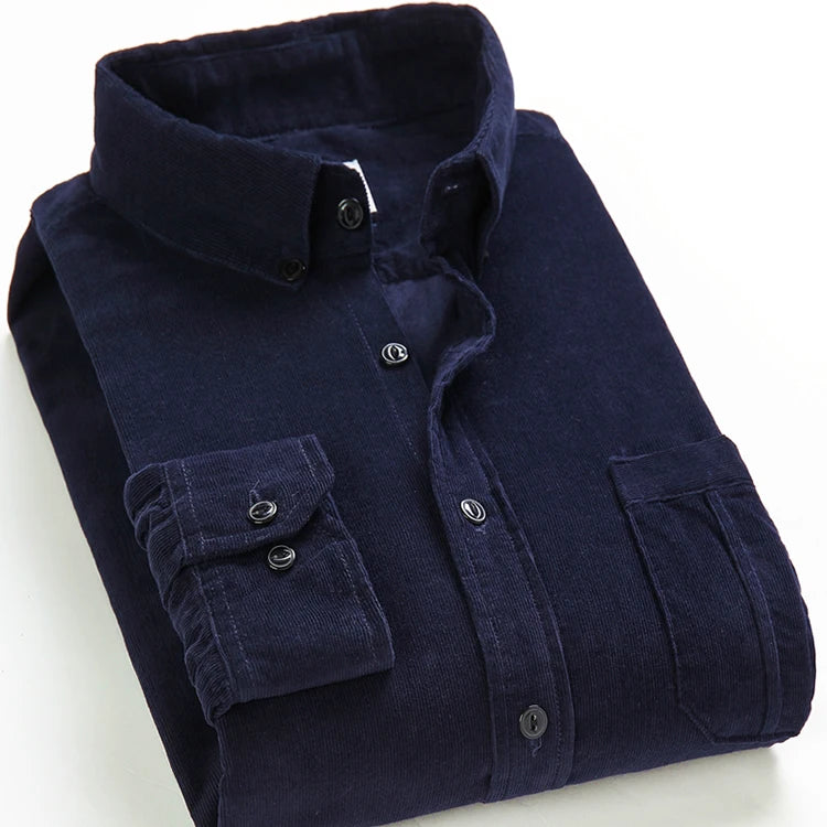 Fashion Cotton Corduroy Shirt Long Sleeve Men Casual Clothing Button Down High Quality Autumn Winter Shirts Warm