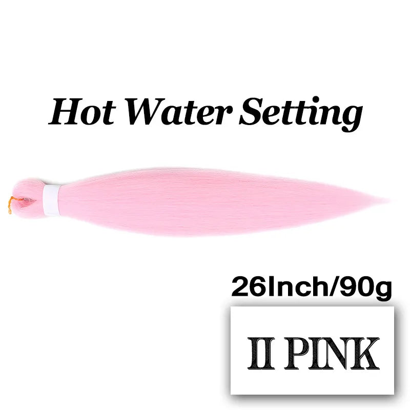 Pre-stretched Braiding Hair 26Inch 90G Synthetic Jumbo Hair Extensions for Crochet Braids DIY Pink Peach Red Yellow Fake Hair