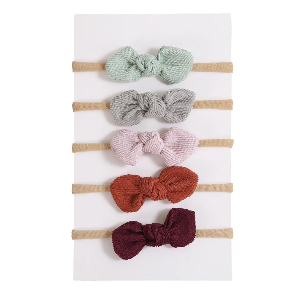 5Pcs/Lot Baby Headband for Baby Girls Soft Nylon Elastic Solid Color Hairband Print Hair Bow Kids Headwear Baby Hair Accessories
