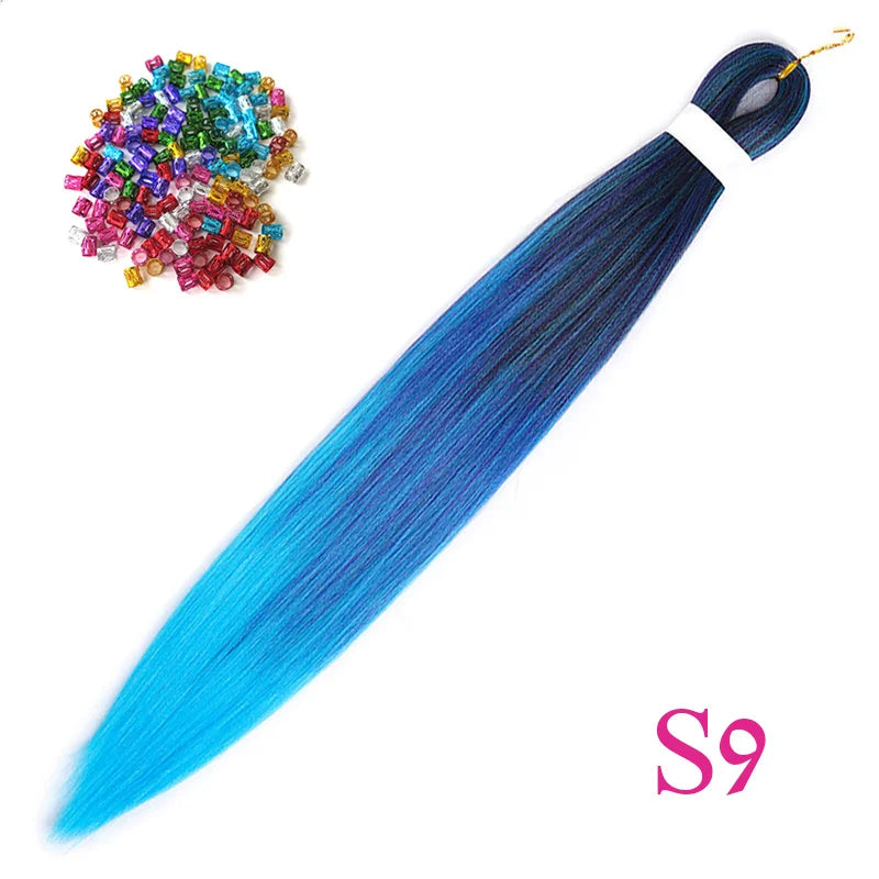 Easy Crochet Braids Ombre Hair Extensions Bundles Yaki Straight EZ Braiding Pre Stretched Synthetic Braid For African Women 6pcs