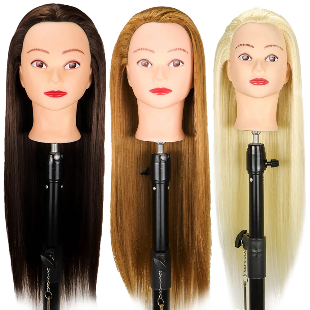 Head Dolls For Hairdressers 65cm Hair Synthetic Mannequin Head Hairstyles Female Mannequin Hairdressing Styling Training Head