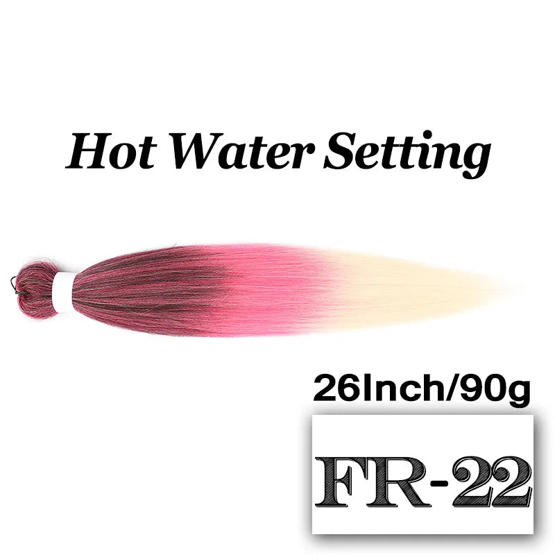 Pre-stretched Braiding Hair 26Inch 90G Synthetic Jumbo Hair Extensions for Crochet Braids DIY Pink Peach Red Yellow Fake Hair