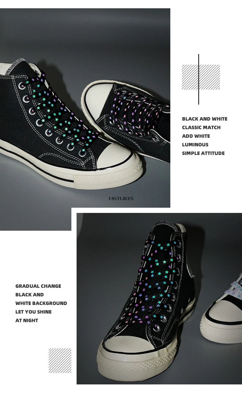 1Pair 3M Reflective Shoelaces AF1 Sneakers Shoe laces Vibrant Colorful reflective Shoelace Flat Luminous Laces Shoes Accessories