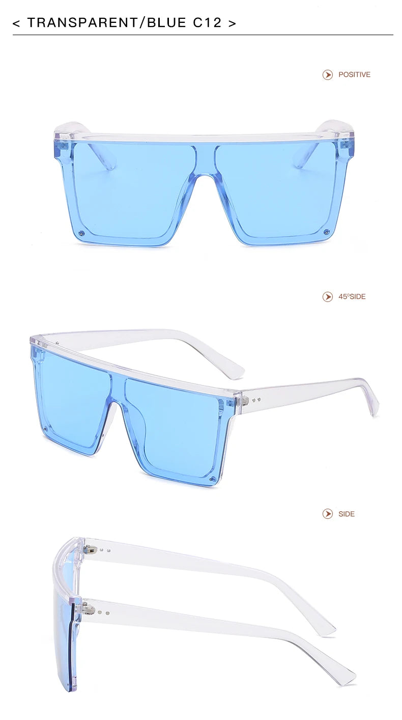 Oversized Square Sunglasses for Women Men Fashion Siamese Lens Style Flat Top Shield Shades