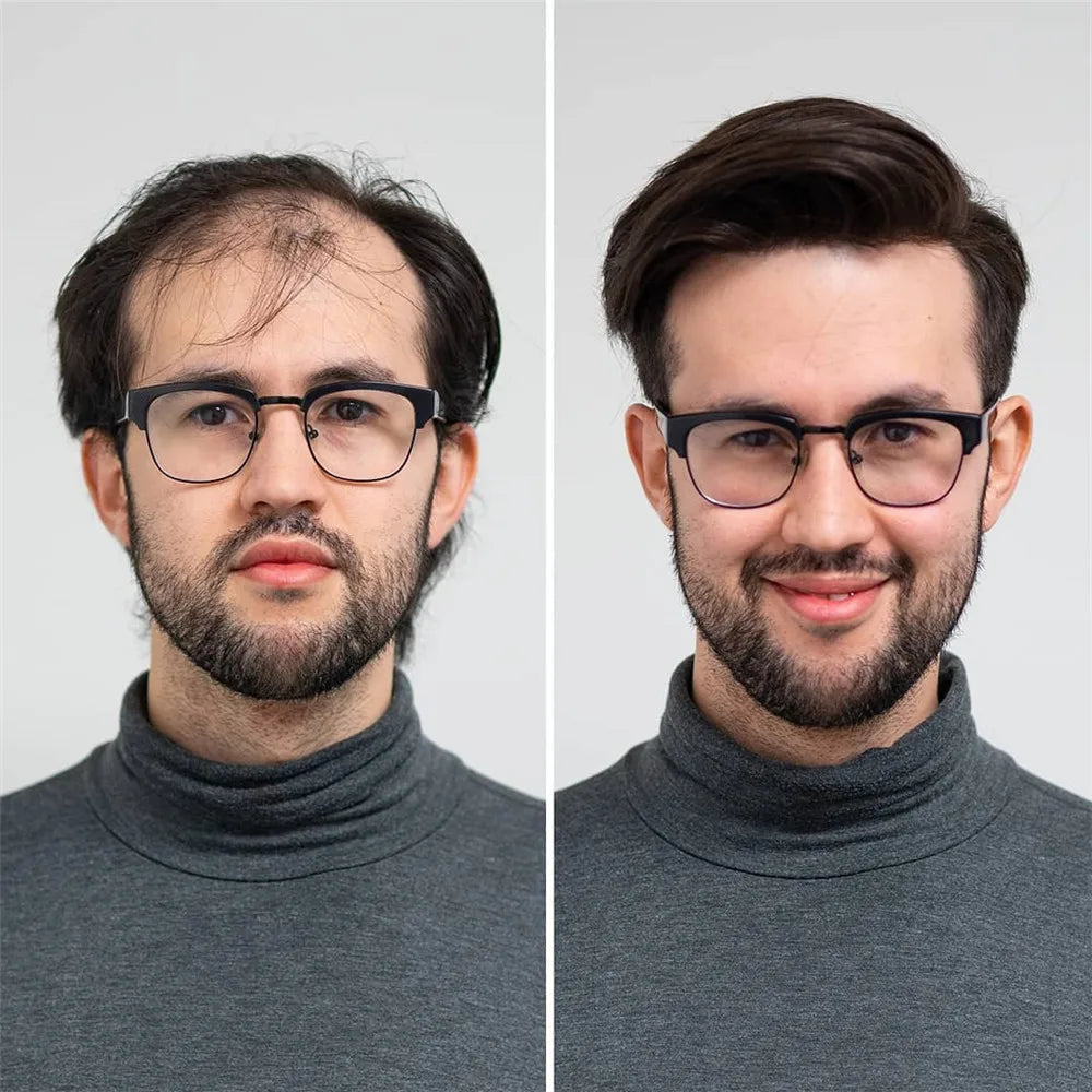 Men Toupees Real Hair Replacement Systems Thin Skin base Indian Human Remy Hair Toupee with Tapes Hairpiece Male Wig Touchcolor