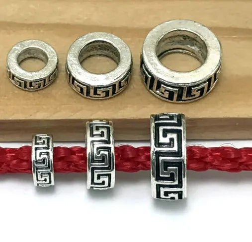 50pcs/lot 6mm 8mm 10mm big hole Metal Alloy Spacer Beads Hole Beads Flat Beads Nepal Buddha Beads For Jewelry Making