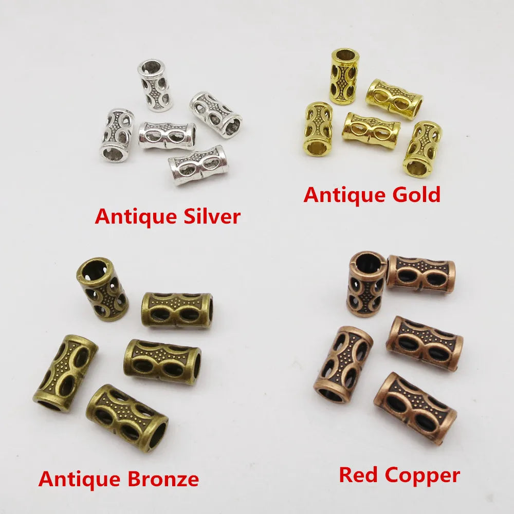 5Pcs-20pcs Silver/Gold/Bronze/Red Copper viking hair braid dread beard dreadlock beads tube rings