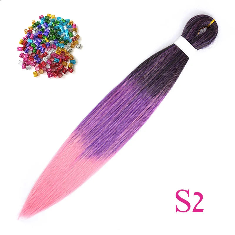 Easy Crochet Braids Ombre Hair Extensions Bundles Yaki Straight EZ Braiding Pre Stretched Synthetic Braid For African Women 6pcs