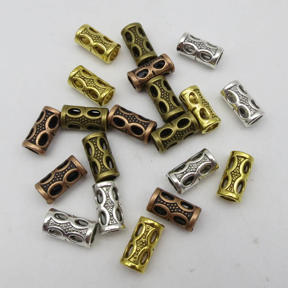 5Pcs-20pcs Silver/Gold/Bronze/Red Copper viking hair braid dread beard dreadlock beads tube rings
