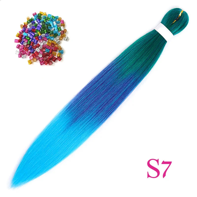 Easy Crochet Braids Ombre Hair Extensions Bundles Yaki Straight EZ Braiding Pre Stretched Synthetic Braid For African Women 6pcs