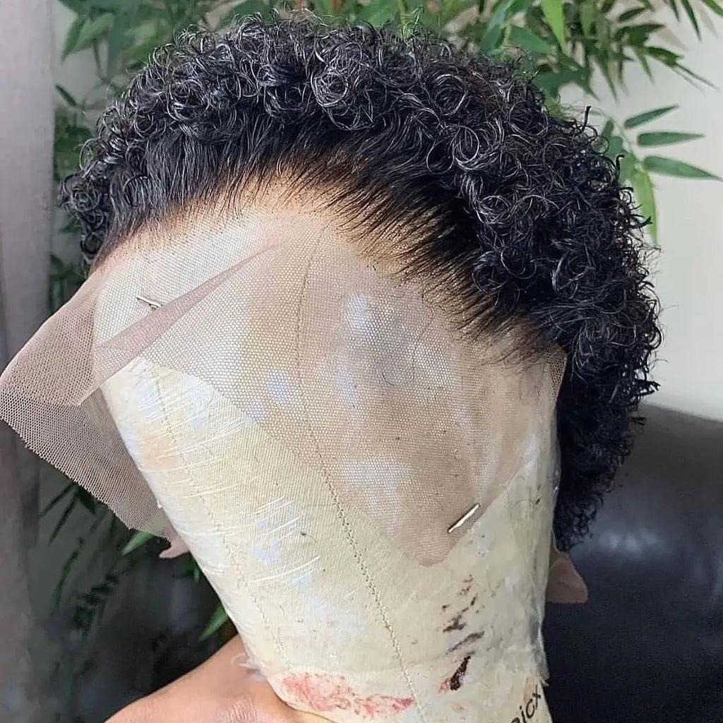 Short Pixie Cut Wigs Brazilian Human Hair Curly Wigs Cheap 13X1 Transparent Lace Wig Preplucked Hairline Wigs For Black Women