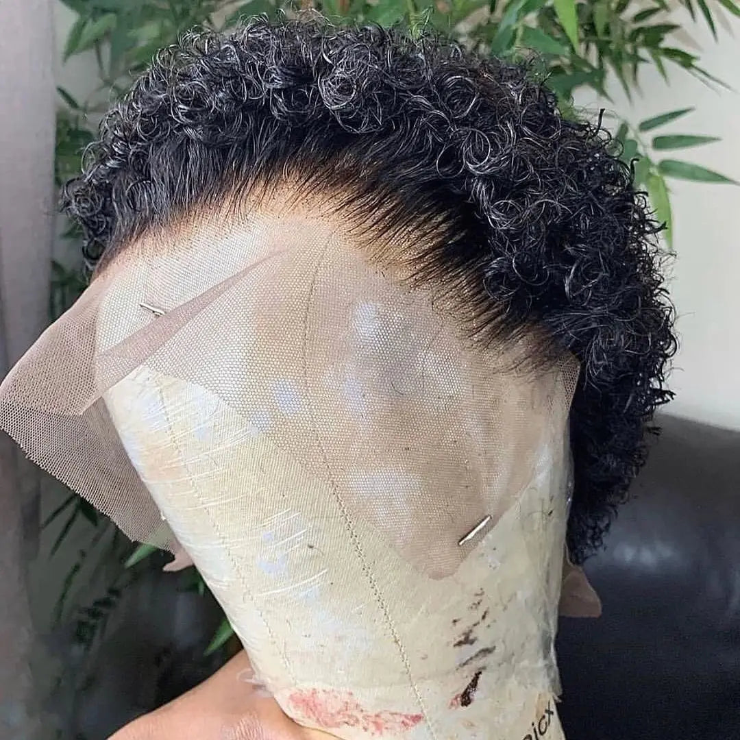 Short Pixie Cut Wigs Brazilian Human Hair Curly Wigs Cheap 13X1 Transparent Lace Wig Preplucked Hairline Wigs For Black Women