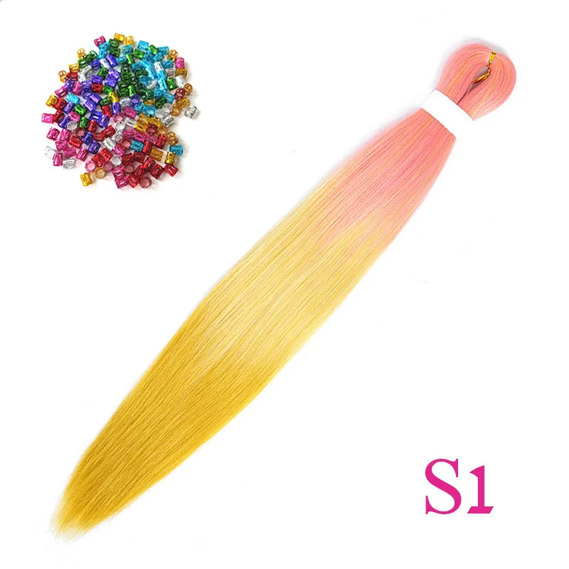 Easy Crochet Braids Ombre Hair Extensions Bundles Yaki Straight EZ Braiding Pre Stretched Synthetic Braid For African Women 6pcs